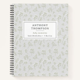 ベイビーズブレス ホワイト フラワーズ ウォーターカラー ギプソフィラ ノートブック