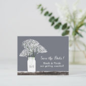 ベイビーズブレス メイソンジャー セーブデート グレー ポストカード (スタンド正面)