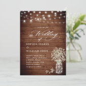 ベイビーズブレス メイソンジャー ラスティックウッド ウェディング 招待状 (スタンド正面)