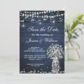 ベイビーズブレス メイソンジャー ラスティックブルーウッド ウェディング 招待状 (スタンド正面)