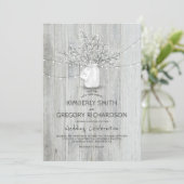 ベイビーズブレス メイソンジャー ラスティック バーンハウス ライト ウェディング 招待状 (スタンド正面)