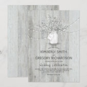 ベイビーズブレス メイソンジャー ラスティック バーンハウス ライト ウェディング 招待状 (正面/裏面)