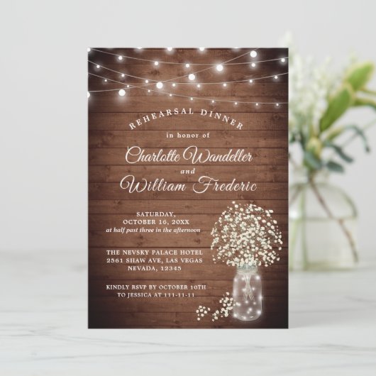 ベイビーズブレス メイソンジャー ラスティック リハーサルディナー 招待状 (スタンド正面)