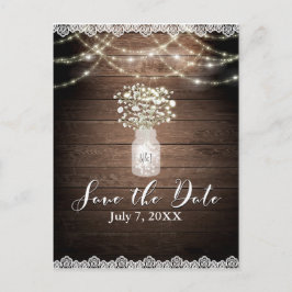 ベイビーズブレス ライト ラスティック ウェディング セーブ ザ デート 案内ポストカード