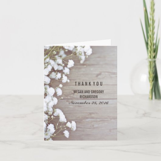 ベイビーズブレス ラスティック ウェディング サンクスカード サンキューカード (正面)