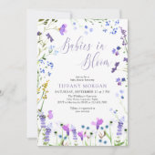 ベイビーズ イン ブルーム パープル ワイルドフラワー ツイン ベビーシャワー 招待状 (正面)