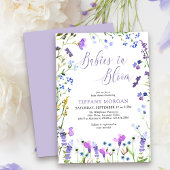 ベイビーズ イン ブルーム パープル ワイルドフラワー ツイン ベビーシャワー 招待状