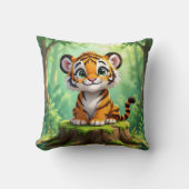 ベイビータイガー | かわいい漫画の子供部屋アート クッション (正面)