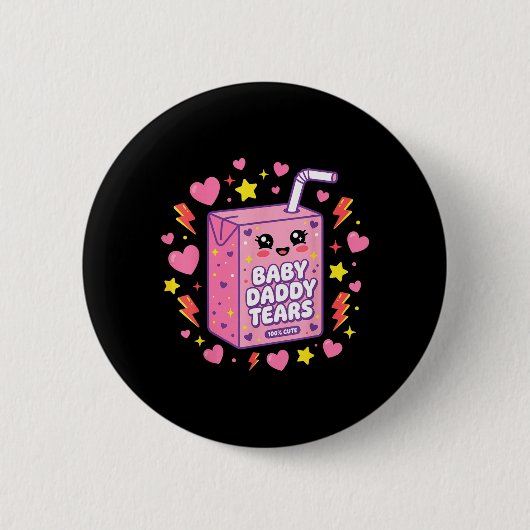 ベイビーダディの涙 かわいいジュースボックス 面白い 缶バッジ (正面)