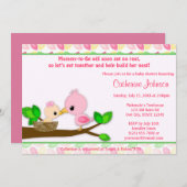 ベイビーバード ネスト ベイビーシャワーの招待状 女の子 ママシー 招待状 (正面/裏面)