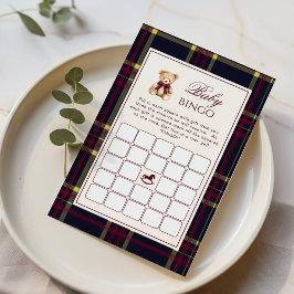 ベイビービンゴ テディベア 赤いチェック柄 ベビーシャワーゲーム