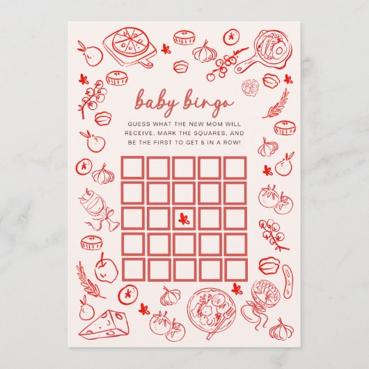 ベイビービンゴ | マンマミーア イタリアン ベイビーシャワー ゲーム アドバイスカード (正面)