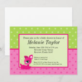 ベイビーピンクのディアリー on ピンク & ライム 招待状 (正面/裏面)