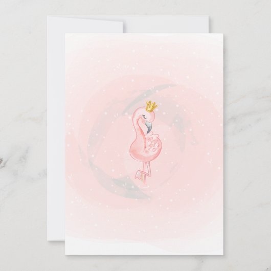 ベイビーピンクのフラインゴクラウンフローラルベイビーシャワー 招待状 (裏面)