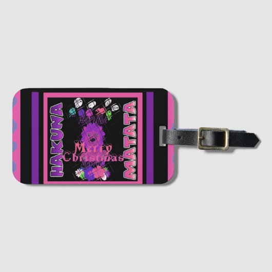 ベイビーピンクの美しい楽しいクリスマス ハクナマタタ ラゲッジタグ (正面横)