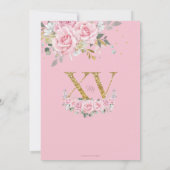 ベイビーピンク フラワーデザイン ゴールド XV キンセアニエラ キンセア 15 招待状 (裏面)