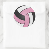 ベイビーピンク・ホワイト・ブラックのバレーボール ラウンドシール (バッグ)