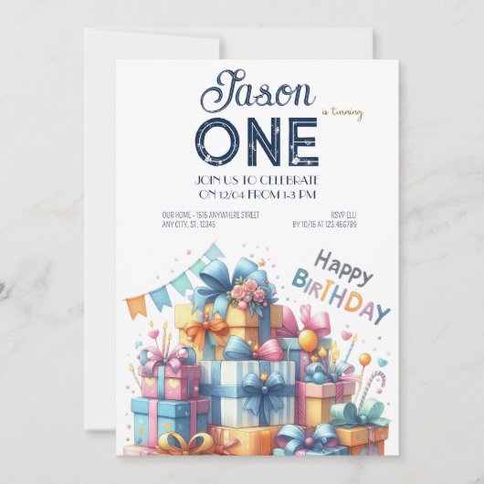 ベイビーファン ファーストバースデー 招待状 (正面)