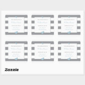 ベイビーブックプレート グレー ストライプ ライトブルー ハート スクエアシール (シート)