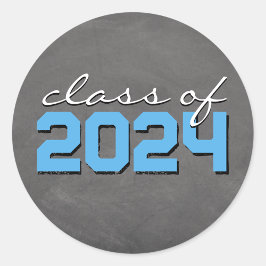 ベイビーブルーとホワイトの黒板デザイン卒業ステッカー ラウンドシール