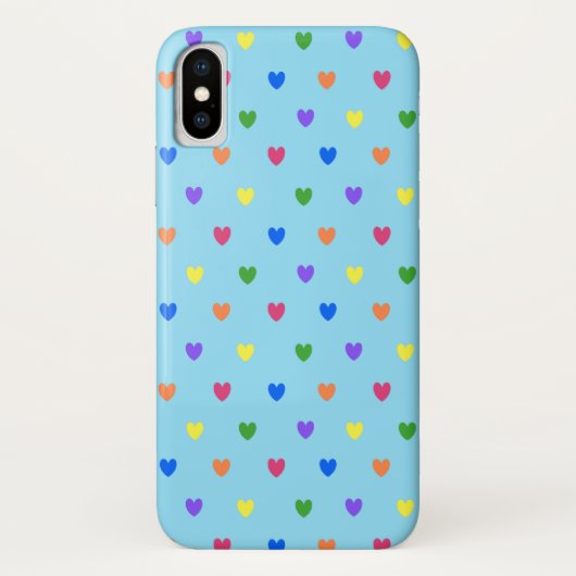 ベイビーブルーに虹のドットハート Case-Mate iPhoneケース (裏面)