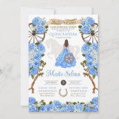 ベイビーブルーのキンチャネラ エレガントなローズ ウエスタンチャロ 招待状 (正面)