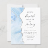 ベイビーブルーのシルバーアゲート ウェディングインビテーション (正面)