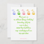 ベイビーブルーのダイシーのうさぎの誕生日招待状 招待状 (裏面)