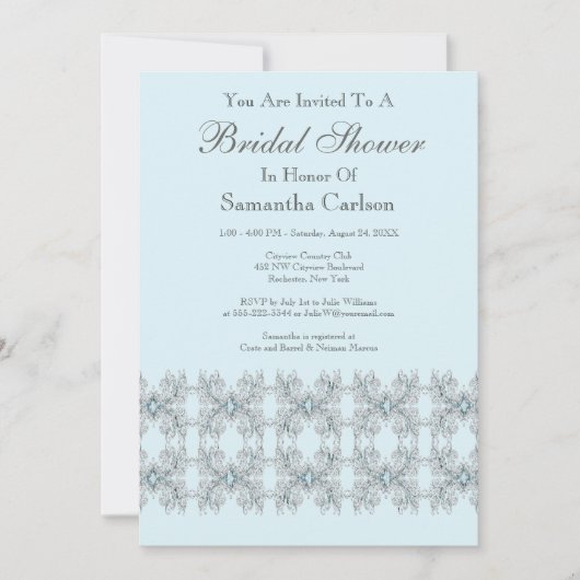 ベイビーブルーのブライダルシャワー 招待状 (正面)