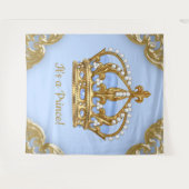 ベイビーブルーゴールドプリンスエクストララージ赤ちゃん背景 タペストリー (正面(横))