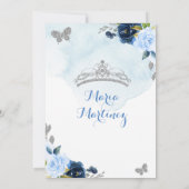 ベイビーブルー・アンド・ネイビー・バタフライ・チャラ15thアーノス3 招待状 (裏面)