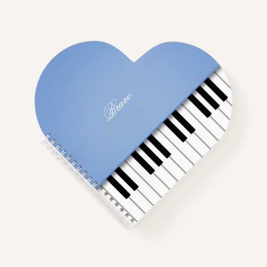 ベイビーブルー グランドピアノ ミュージック キーボード カスタム ノートブック (正面)