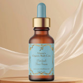 ベイビーブルー ゴールド箔 ダマスク ドロッパーボトルラベル ラベル