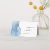ベイビーブルー+ゴールド+アゲートの結婚式テーブル プレイスカード (正面)