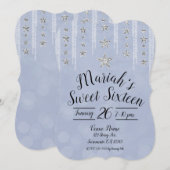 ベイビーブルー＆シルバーグリッター☆ スウィート16パーティー 招待状 (正面/裏面)