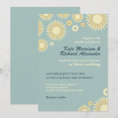 ベイビーブルー スイート ヒマワリ ウェディング 招待状 (正面/裏面)