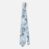 ベイビーブルー スタニング ヴィンテージ ウォーターカラー フローラル プリント ネクタイ (正面)
