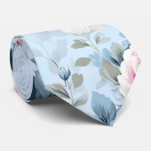 ベイビーブルー スタニング ヴィンテージ ウォーターカラー フローラル プリント ネクタイ (ロール)
