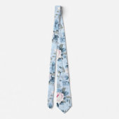ベイビーブルー スタニング ヴィンテージ ウォーターカラー フローラル プリント ネクタイ (裏面)
