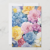 ベイビーブルー、バタークリームイエロー、パステルピンクのウェディング 招待状 (裏面)