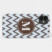 ベイビーブルー ブラウン チェvron モノグラム付き Case-Mate iPhoneケース (裏面(横))