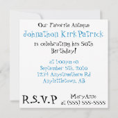 ベイビーブルー ヴィンテージ カー -  ご招待します！ 招待状 (裏面)