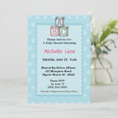 ベイビーブロック男の子シャワー招待状 招待状 (スタンド正面)