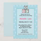 ベイビーブロック男の子シャワー招待状 招待状 (正面/裏面)