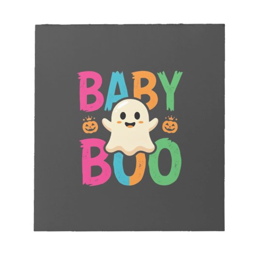 ベイビーブーハロウィンの幽霊デザイン_1 ノートパッド (正面)