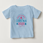 ベイビーボーイのファーストクリスマスブルー ベビーTシャツ (正面)
