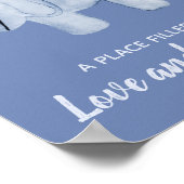 ベイビーボーイのブルーウォーターカラーゾウのぬいぐるみアート ポスター (角)