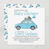 ベイビーボーイシャワーご招待 フィアット500 招待状 (正面/裏面)