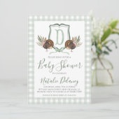 ベイビーボーイシャワー ターキーのサザングリーンギンガム 招待状 (スタンド正面)