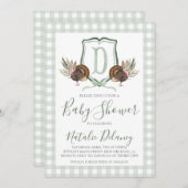 ベイビーボーイシャワー ターキーのサザングリーンギンガム 招待状 (正面/裏面)
